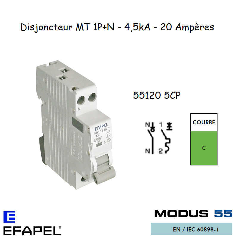 Disjoncteur Magnétothermique Plus 20A 55120 5CP