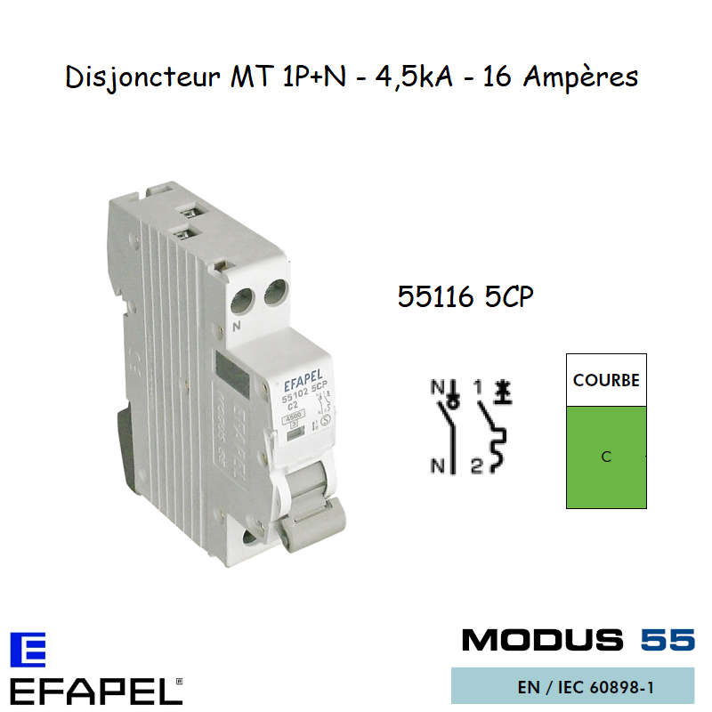 Disjoncteur Magnétothermique Plus 16A 55116 5CP