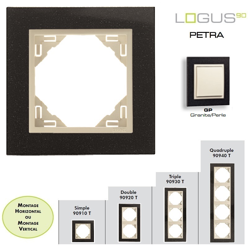 Plaque simple ou multiple logus90 Petra Granite Perle TGP
