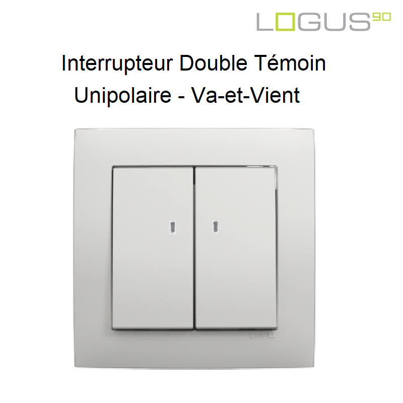 Interrupteur doubletémoin  blanc complet logus90