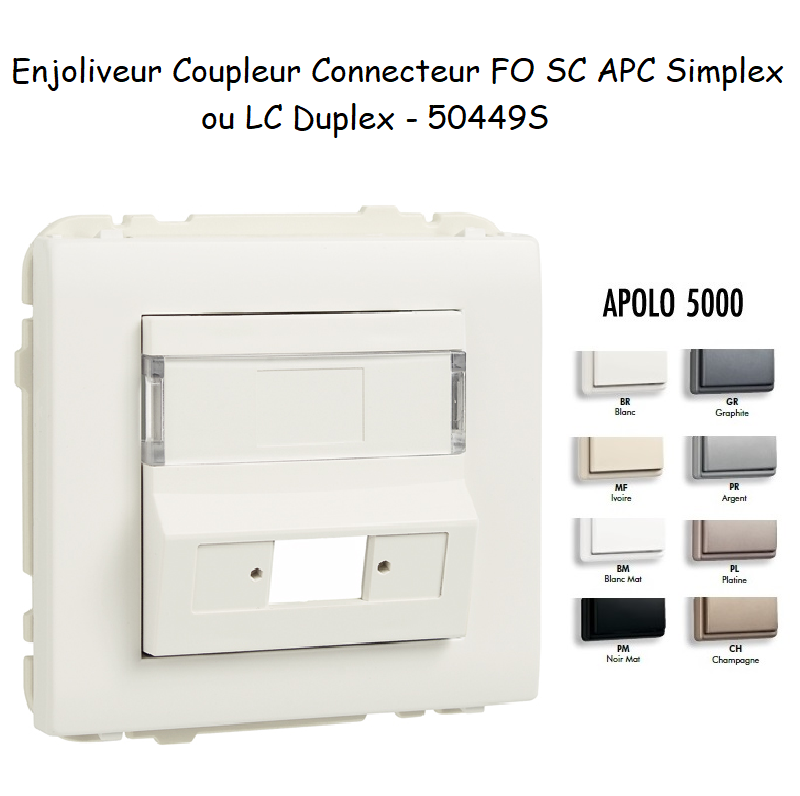 Enjoliveur Coupleur Connecteur fibre optique SC APC Simplex - LC Duplex Apolo 50449S