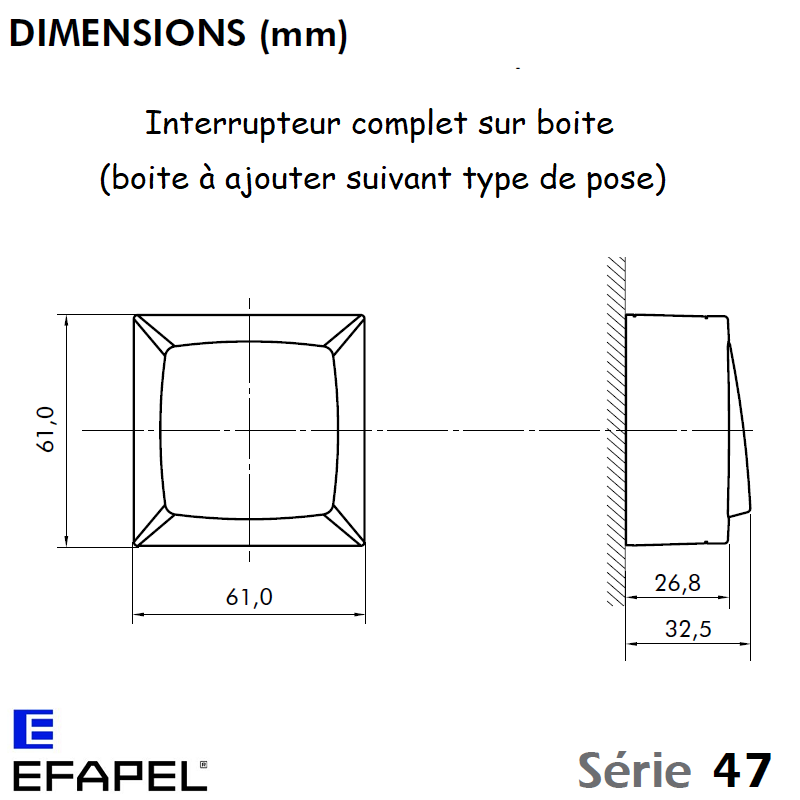 Dimensions interrupteur 47