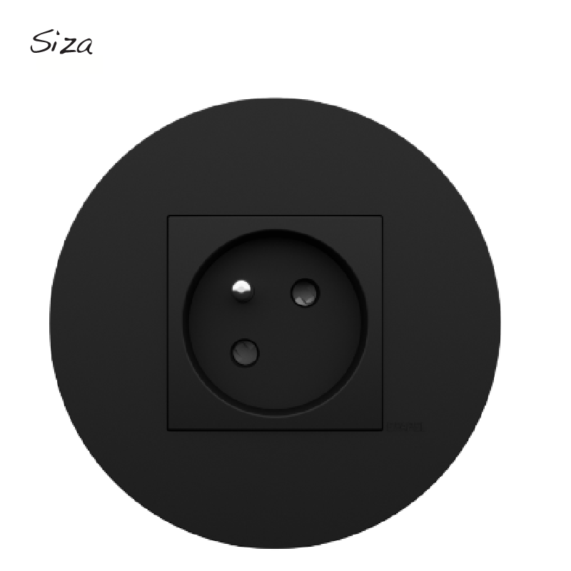 Prise de courant Française Quadro45 Siza Noir MAT