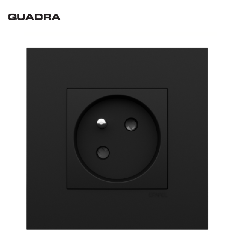 Prise de courant Française Quadro45 Noir MAT
