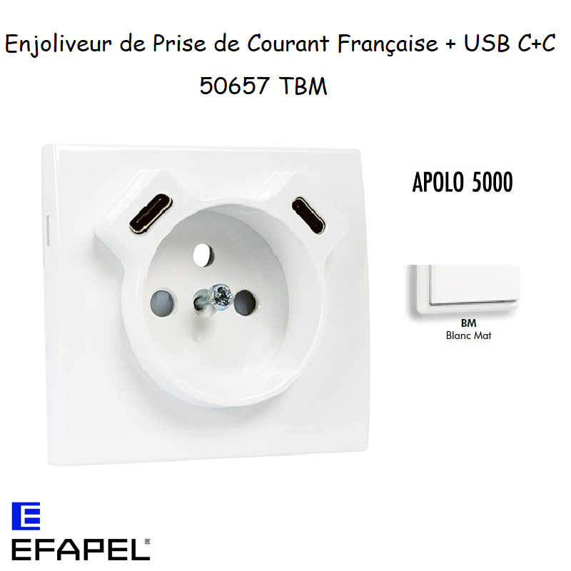 enjoliveur prise Française avec usb C+C APOLO 50657TBM