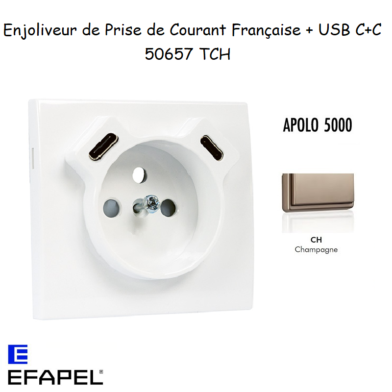 enjoliveur prise Française avec usb C+C APOLO 50657TCH