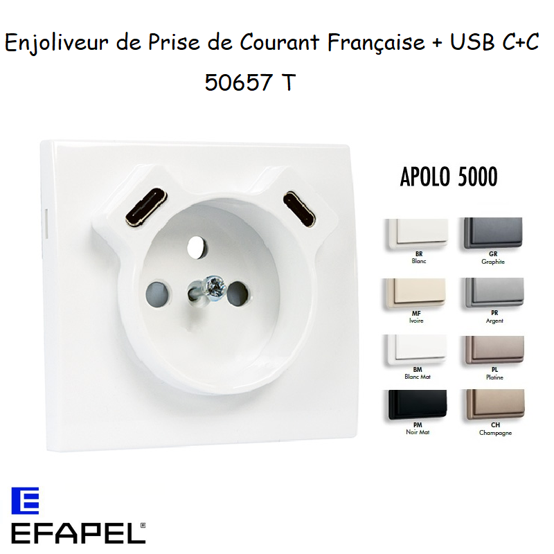 enjoliveur prise Française avec usb C+C APOLO 50657T