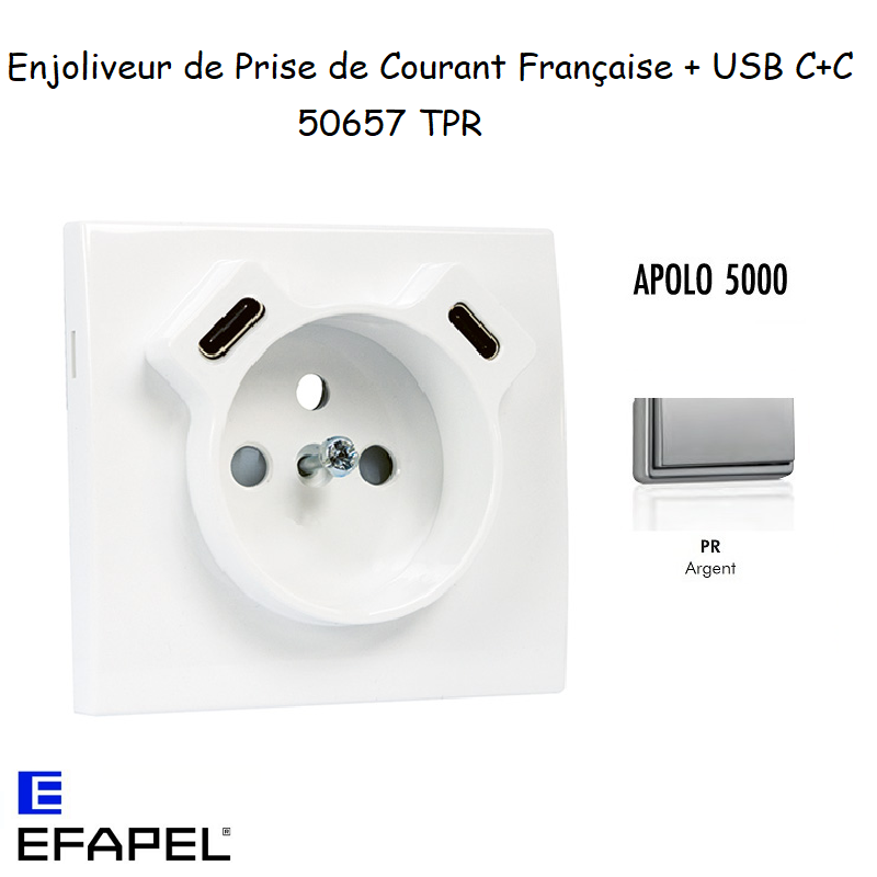 enjoliveur prise Française avec usb C+C APOLO 50657TPR