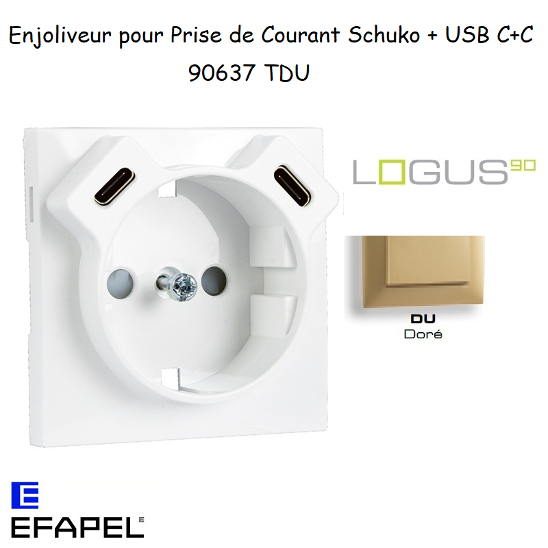 enjoliveur prise schuko avec usb C+C LOGUS 90637TDU