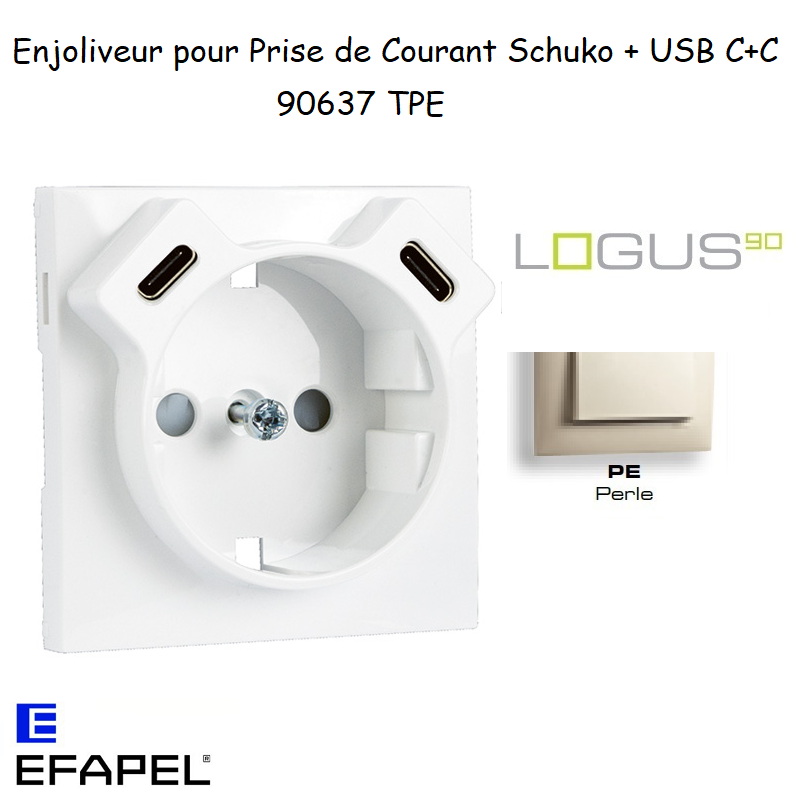 enjoliveur prise schuko avec usb C+C LOGUS 90637TPE