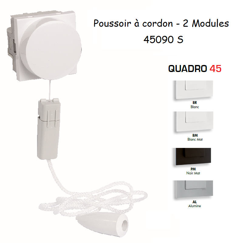 Poussoir avec cordon - 2 Modules Quadro 45090S