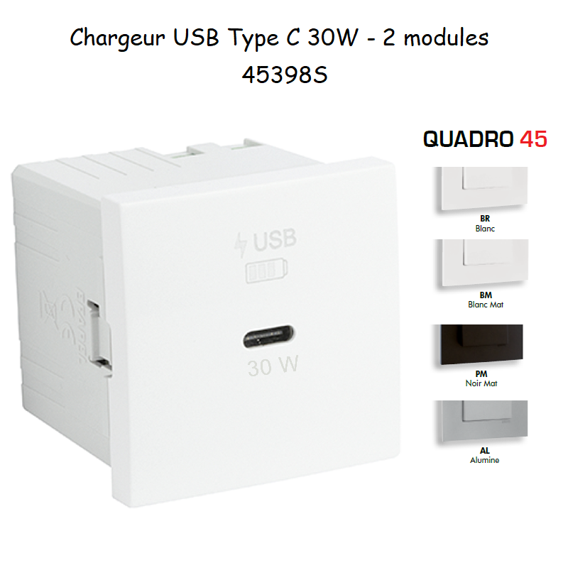 Chargeur USB Type C Power Delivery - 2 Modules 45398S