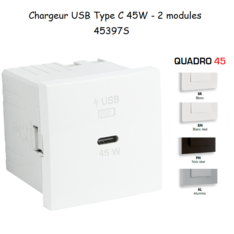 Chargeur USB Type C Power Delivery - 2 Modules 45W 45397S