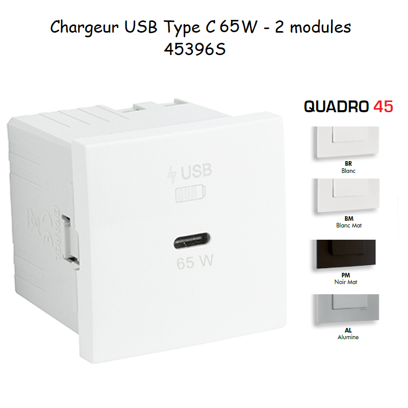 Chargeur USB Type C Power Delivery - 2 Modules 65W 45396S