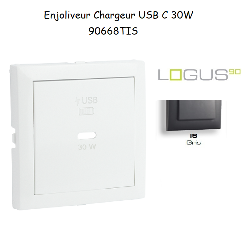 Enjoliveur pour Chargeur USB Type C Power Delivery 30 W 90668TIS