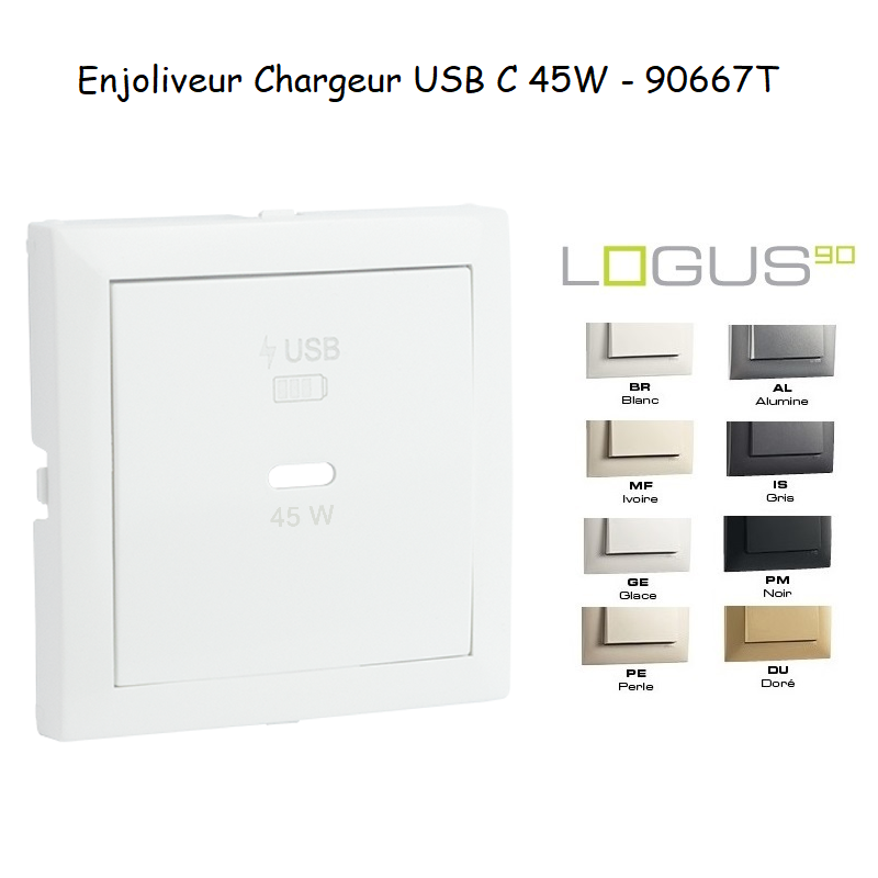 Enjoliveur pour Chargeur USB Type C Power Delivery 45 W 90667T
