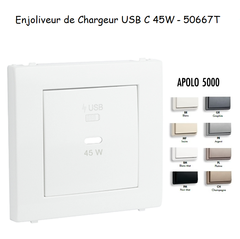 Enjoliveur pour Chargeur USB Type C Power Delivery 45w 50667T