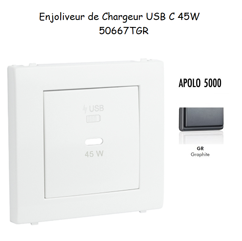 Enjoliveur pour Chargeur USB Type C Power Delivery 45w 50667TGR