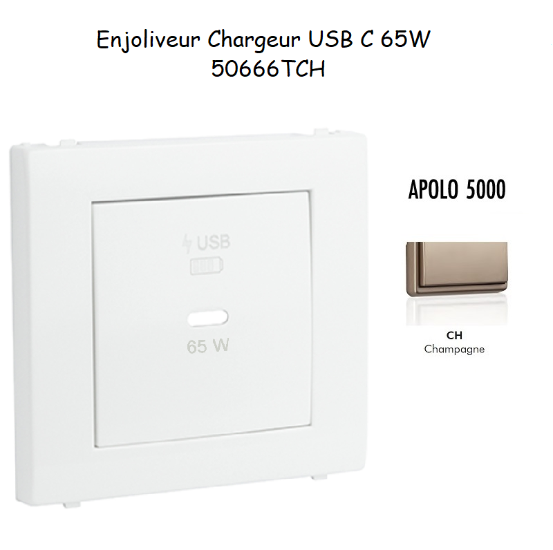 Enjoliveur pour Chargeur USB Type C Power Delivery 65w 50666TCH
