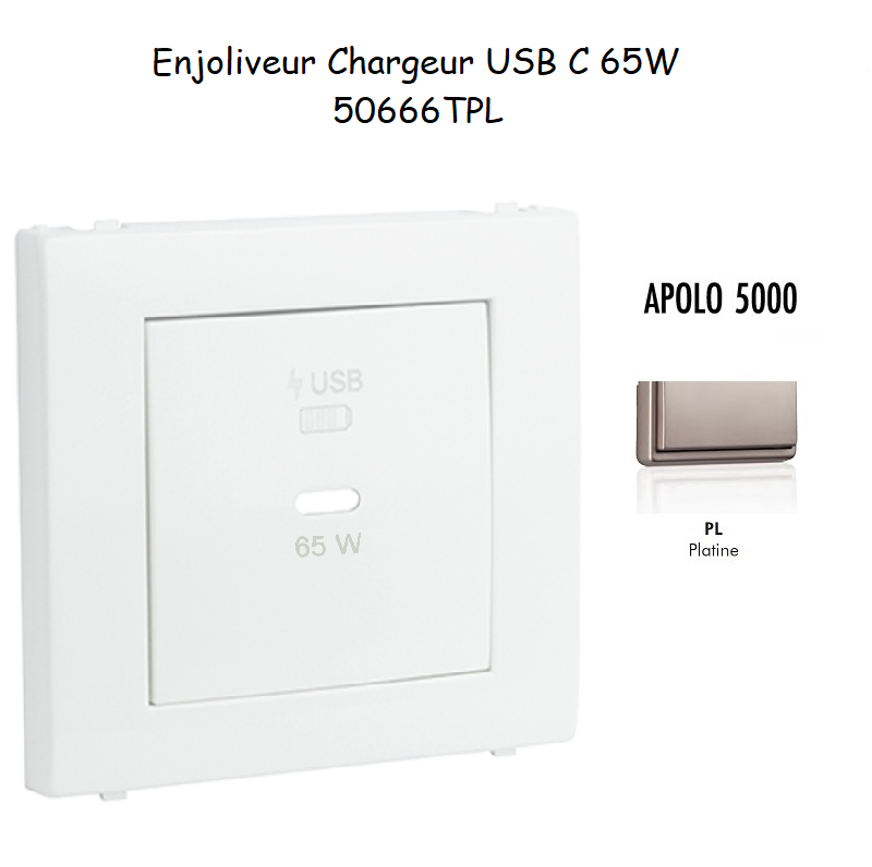 Enjoliveur pour Chargeur USB Type C Power Delivery 65w 50666TPL