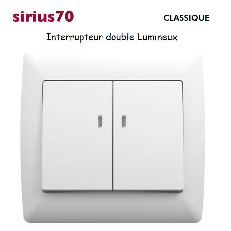 Interrutpeur double lumineux sirius Blanc 70204CBR