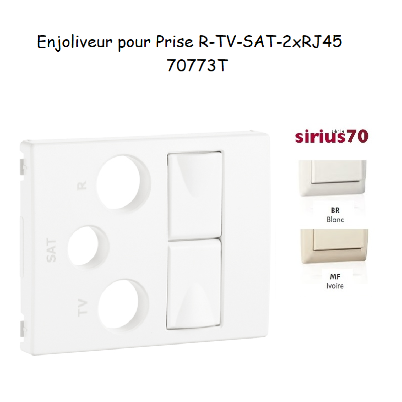 Enjoliveur pour prise R TV SAT 2xRJ45 Sirius 70773T
