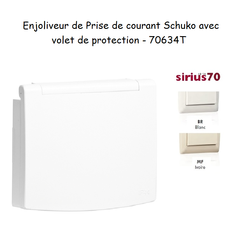 Enjoliveur pour prise de courant schuko avec volet de protection Sirius 70634T