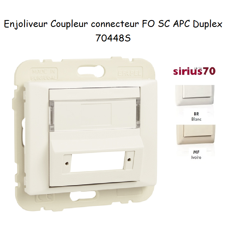 Enjoliveur coupleur connecteur fibre optique sc apc duplex Sirius70448S