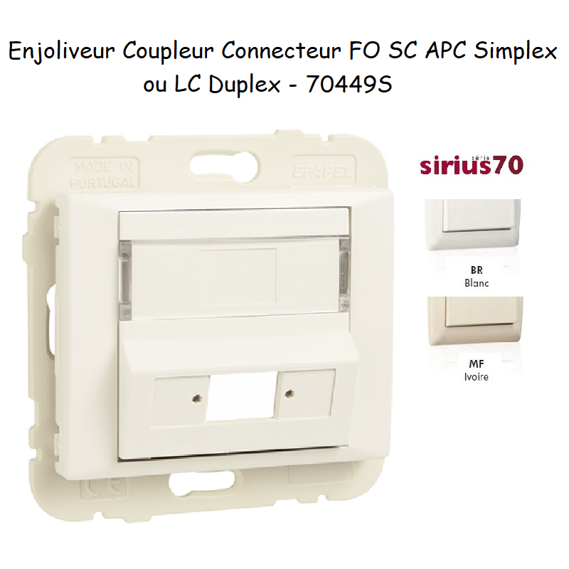Enjoliveur coupleur connecteur fibre optique sc apc simplex ou LC duplex Sirius70449S