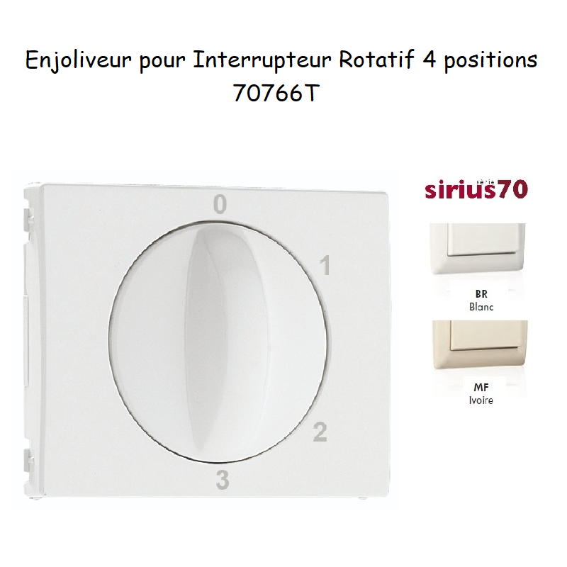 Enjoliveur pour interrupteur rotatif 4 positions Sirius70766T