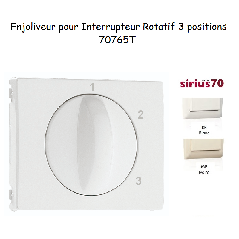 Enjoliveur pour interrupteur rotatif 3 positions Sirius70765T
