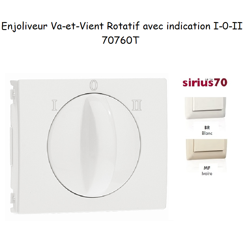 Enjoliveur pour va-et-vient rotatif avec indication I,0,II Sirius70760T