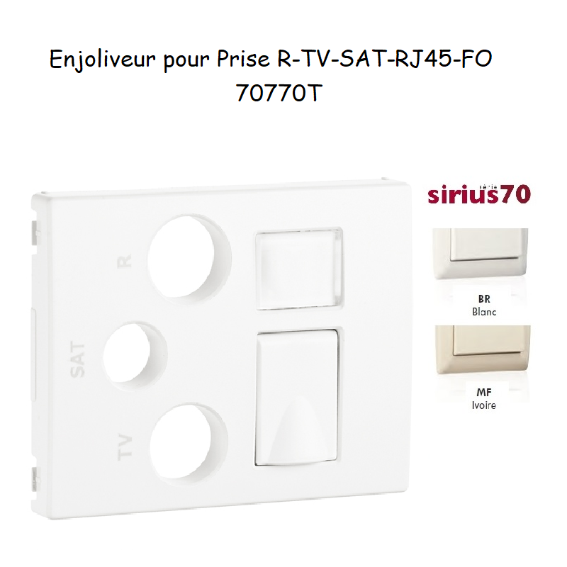 Enjoliveur pour prise R TV SAT RJ45 Fibre Optique Sirius 70770T