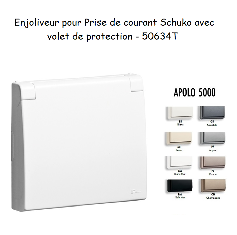 Enjoliveur pour prise de courant schuko avec volet de protection APOLO5000 50634T