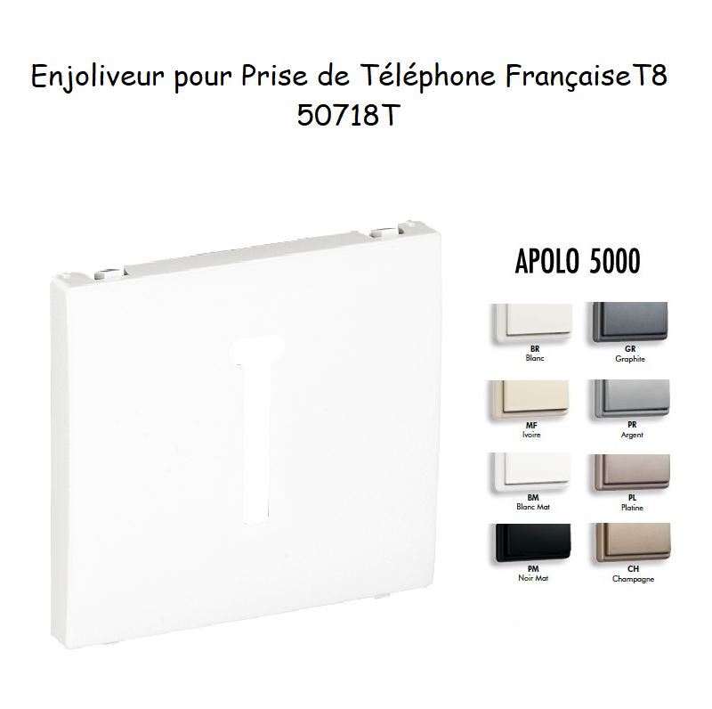 Enjoliveur pour prise de téléphone Française T8 Apolo 50718T