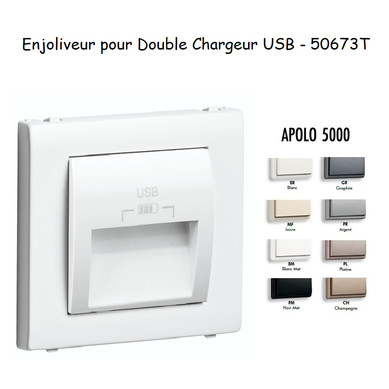Enjoliveur double chargeur usb APOLO5000 50673T
