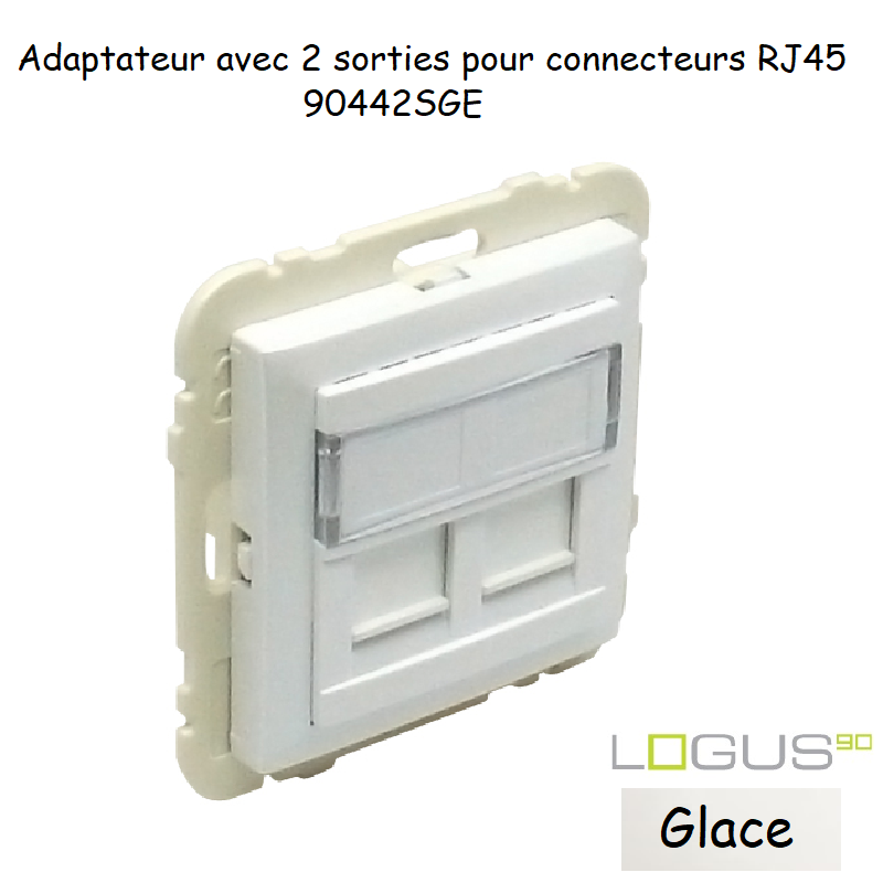 Adaptateur avec module 2 sorties pour connecteur RJ45 Logus 90442SGE Glace