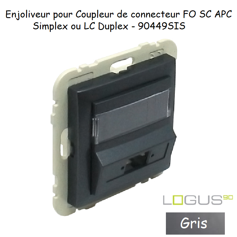 Enjoliveur pour Coupleur de connecteurs FO SC APC Simplex ou LC Duplex Logus 90449SIS Gris