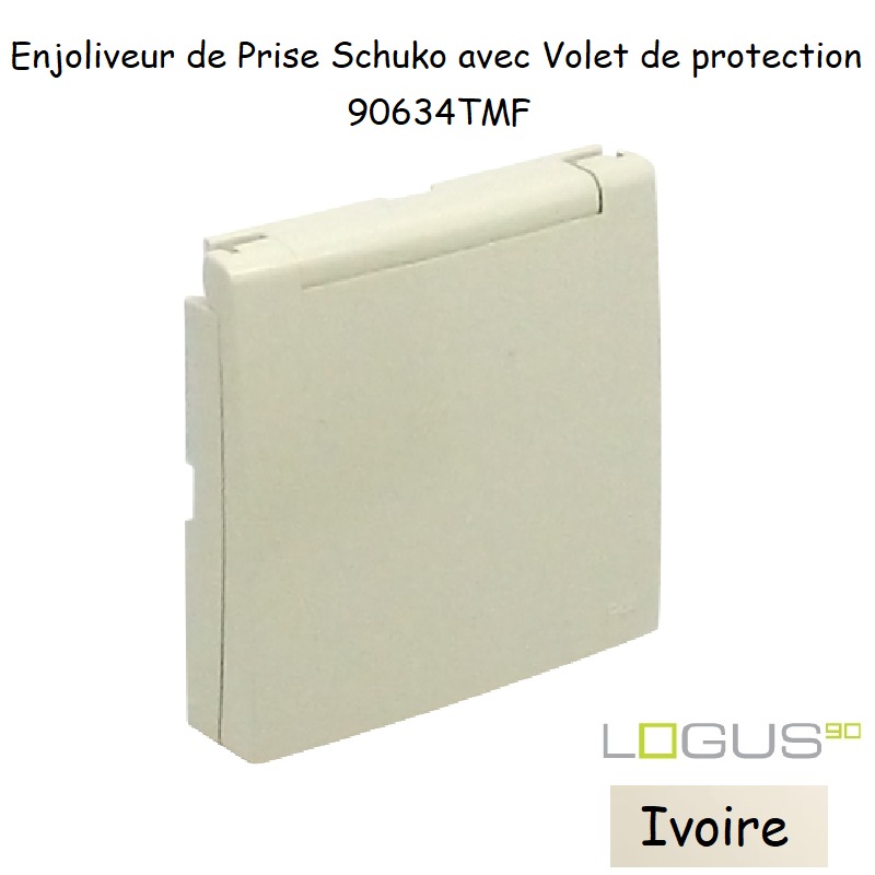 Enjoliveur pour Prise de courant schuko avec volet de protection Logus 90634TMF Ivoire