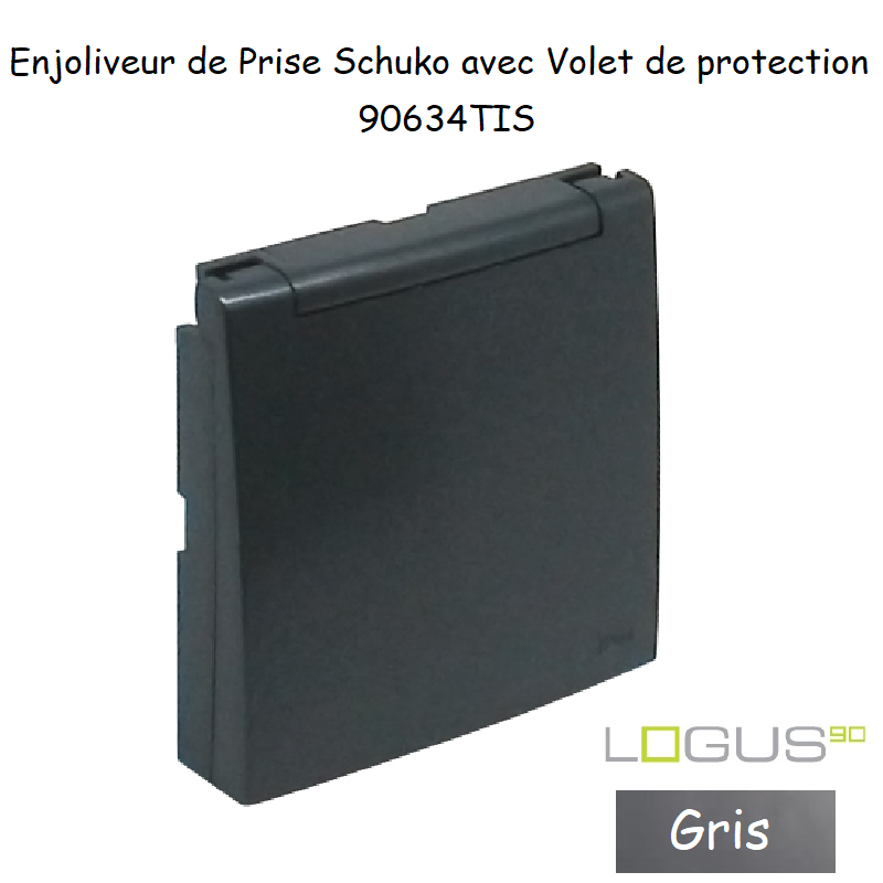 Enjoliveur pour Prise de courant schuko avec volet de protection Logus 90634TIS Gris