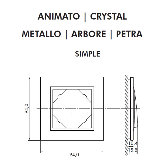 Dimensions plaque simple Animato Logus90 efapel 90910