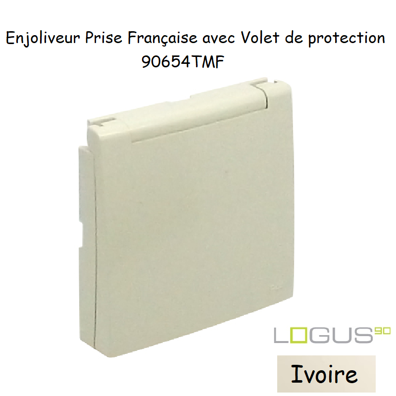 Enjoliveur pour Prise de courant française avec volet de protection Logus 90654TMF Ivoire