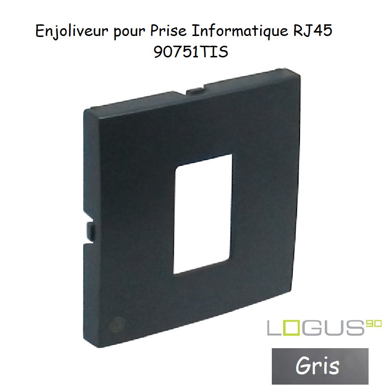 Enjoliveur pour prise informatique RJ45 LOGUS 90751TIS Gris