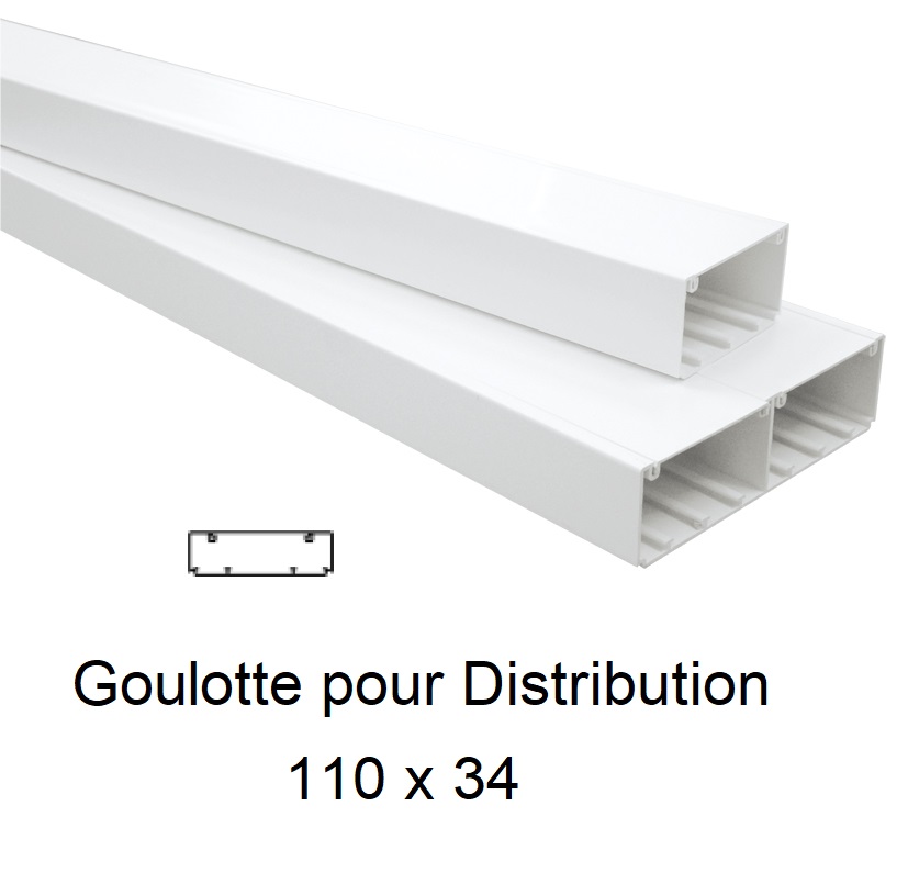 Goulotte de Distribution 110x34mm Blanche - Longueur 2,00m