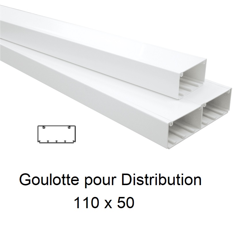 Goulotte de Distribution 110x50mm Blanche - Longueur 2,00m
