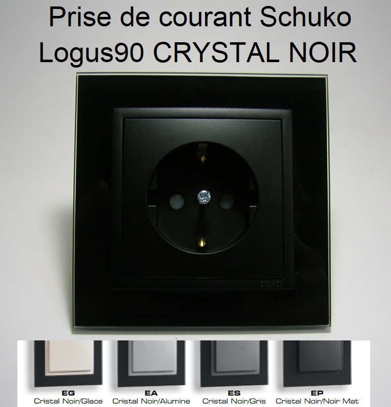 Prise de courant schuko Logus90 crystal Noir