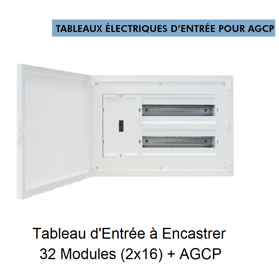 Tableau d\'Entrée à Encastrer Complet - 32 Modules (2x16) + DCP