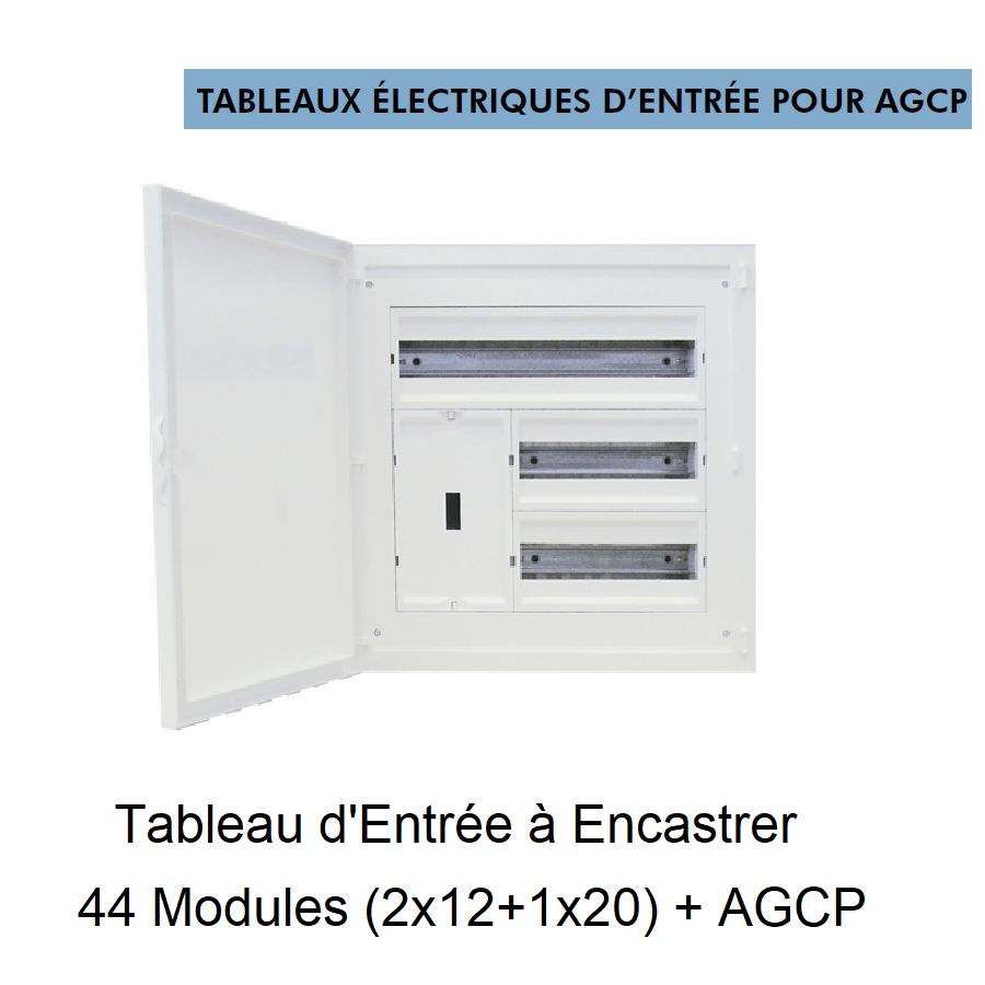 Tableau d\'Entrée à Encastrer Complet - 44 Modules (2x12+1x20) + DCP