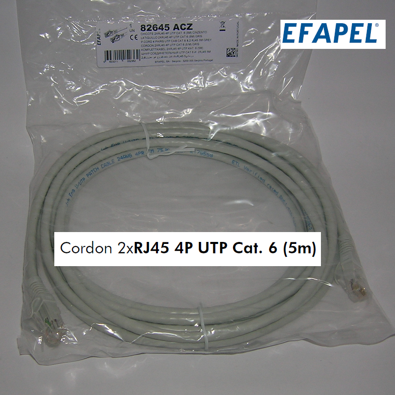 Cordon 2xRJ45 4P UTP Cat. 6 - 5 m 82645ACZ