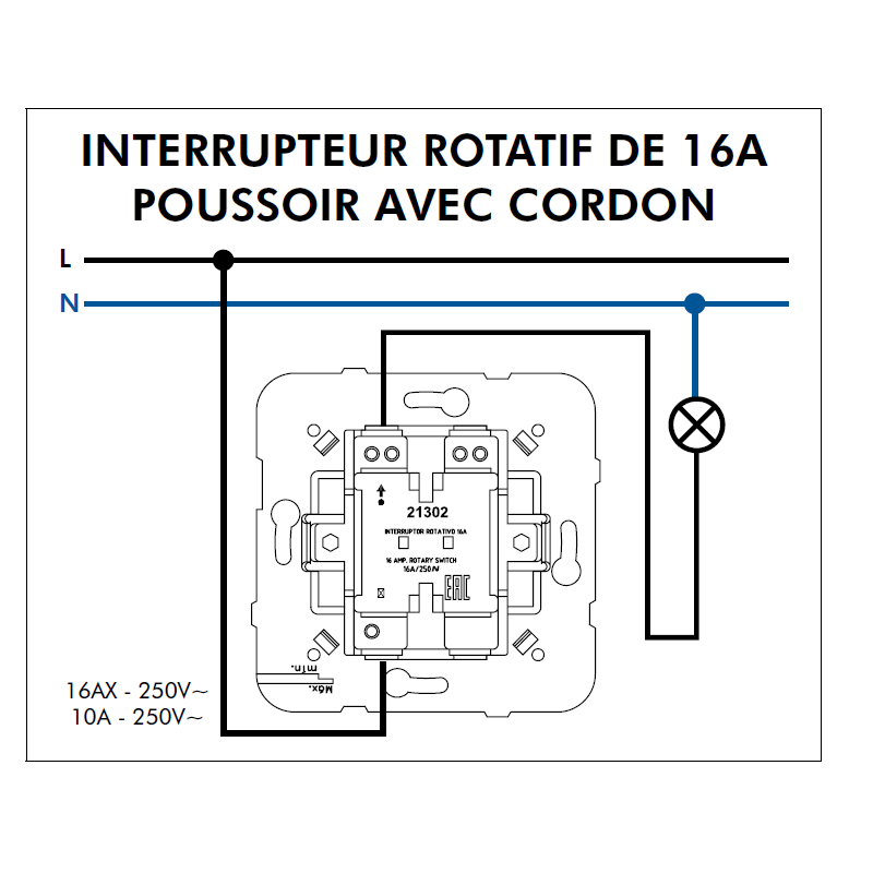 Mécanisme interrupteur rotatif mec 21302 schéma